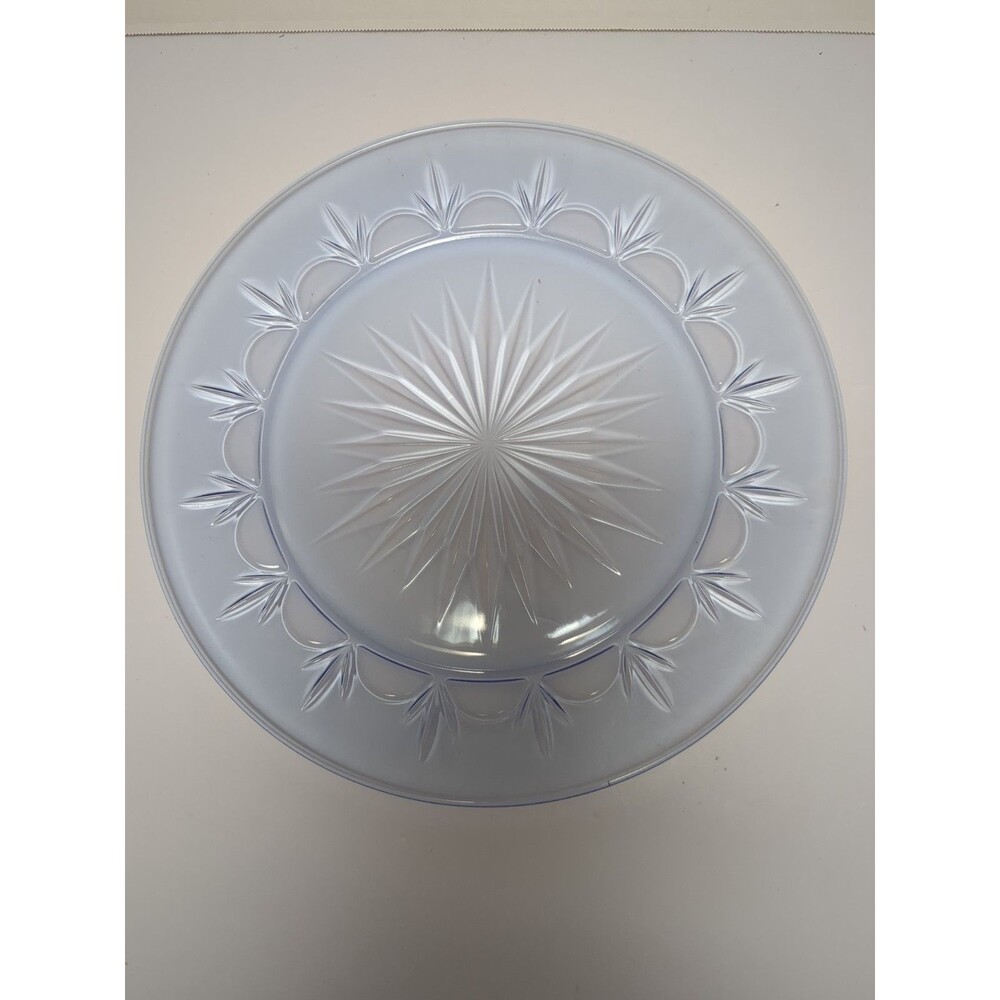 Set Of 2 Avon Classic American Blue Starburst 10" Fostoria Glass Dinner Plates